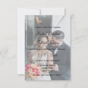 Elegantes Chic Modernes Foto-Overlay Hochzeit Einladung