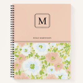 Elegantes Chic Monogram Blume Muster Personalisier Notizbuch