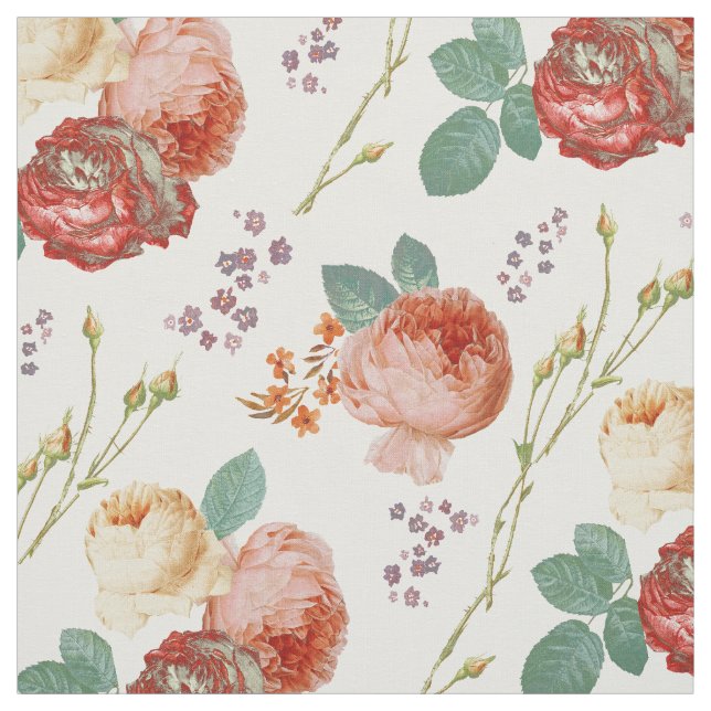 Elegantes Chic Pink Roses Blumenmuster Stoff (Muster)