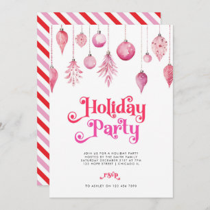 Elegantes Chic Pink Weihnachtsgetränke Party Einladung