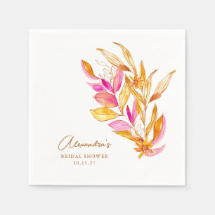 Elegantes Chic Pink Yellow Botanisches Brautparty Serviette