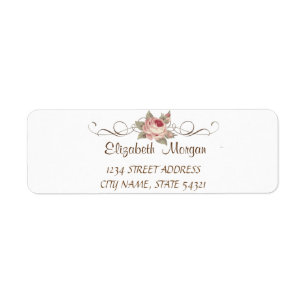 Elegantes Chic Romantic, White, Rose Address Label