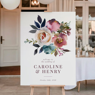 Elegantes Chic Romantische Rose Hochzeitszeichen Poster