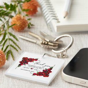Elegantes Chic Romantisches Rot Rosen Florales Schlüsselanhänger