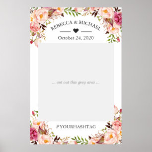 Elegantes Chic Rosa Florales Hochzeits-Foto-Requis Poster