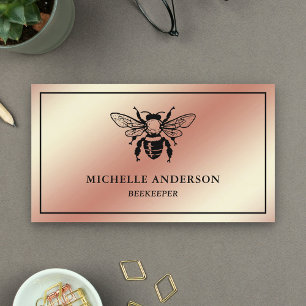 Elegantes Chic Roségoldfolie Honigbiene Imker Visitenkarte