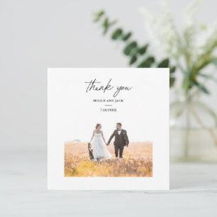 Elegantes Chic Script Wedding Foto Danke Karte