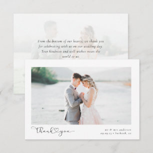 Elegantes Chic Script Wedding Foto Dankeskarte