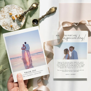 Elegantes Chic Script Wedding Foto Dankeskarte