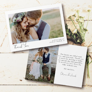 Elegantes Chic Script Wedding Foto Dankeskarte