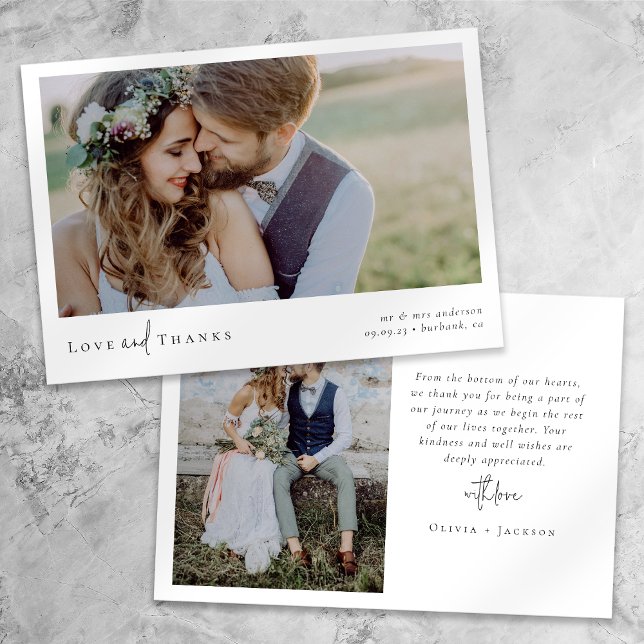 Elegantes Chic Script Wedding Foto Dankeskarte (Von Creator hochgeladen)