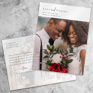 Elegantes Chic Script Wedding Foto Vielen Dank Postkarte