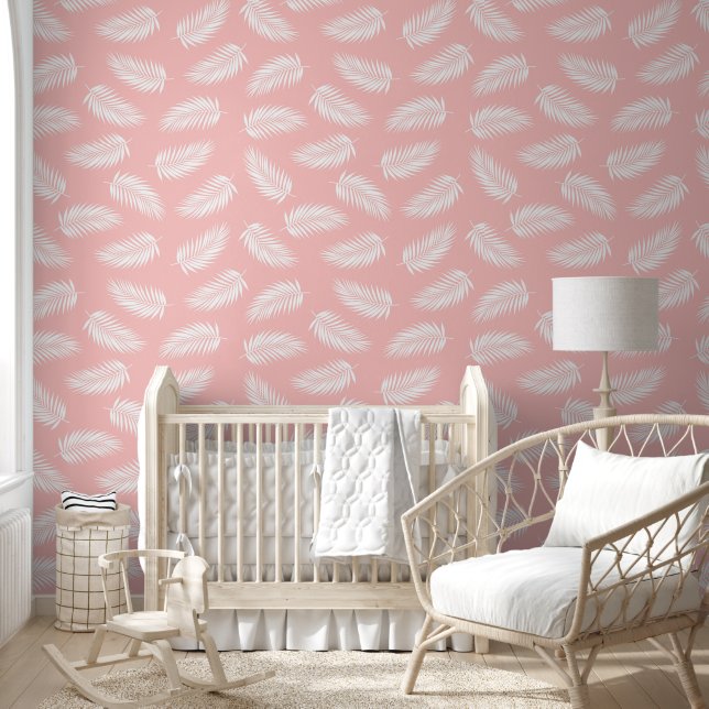 Elegantes Chic Soft Pink Feathers Pattern Tapete (Kinder)