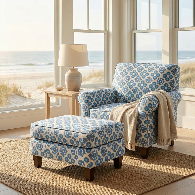 Elegantes Chic Trendy Blue & White Geometric Muste Stoff (Von Creator hochgeladen)