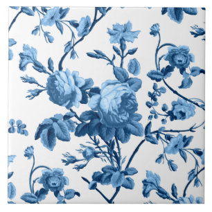 Elegantes Chic Vintage Blaue Rose Blumenmuster Fliese