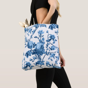 Elegantes Chic Vintage Blaues Rosenblütenmuster