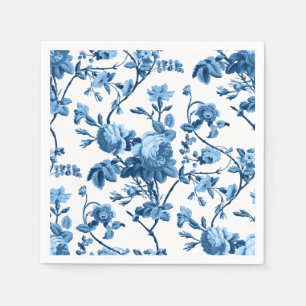 Elegantes Chic Vintage Blaues Rosenblütenmuster Serviette