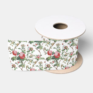 Elegantes Chic Vintage Rosa Rosenblüten Satinband