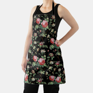 Elegantes, chic-vintage-rosafarbenes Blumenmuster- Schürze