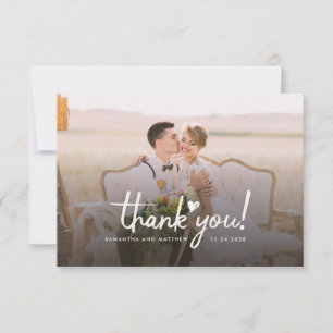 Elegantes Chic Wedding Foto handschriftlich Dankeskarte