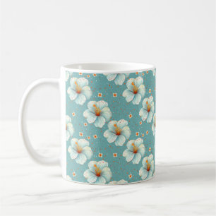 Elegantes Chic Weiß Stilvolle Moderne Blumen Kaffeetasse