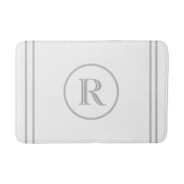 Elegantes Chic White Gray Trim Custom Monogram Badematte