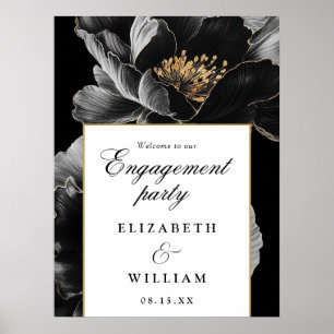 Elegantes, chices Blumen-Engagement-Party-Willkomm Poster