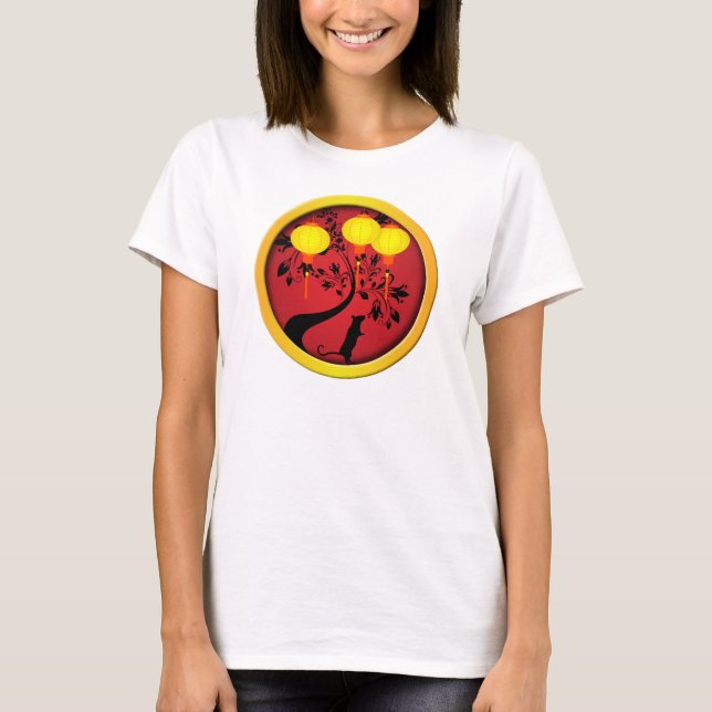 Elegantes chinesisches Neujahr Rat Gold Lanterns T-Shirt (Vorderseite)