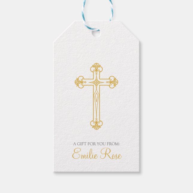 elegantes CHRISTENING oder BAPTISM-Goldkreuz Geschenkanhänger (Vorderseite)