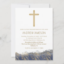 Elegantes Christliches Blue-Gold-Cross | Taufe