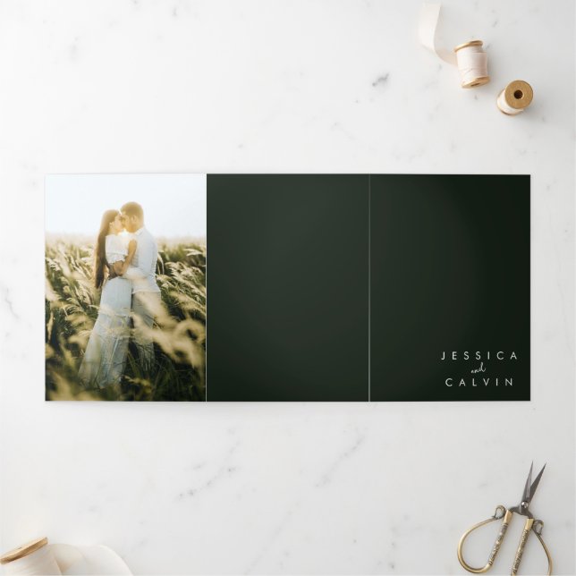 Elegantes Christliches Foto Hochzeit Einladung Grü (Außenbereich)