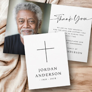 Elegantes Christliches Foto zur Begräbniszeit Dankeskarte