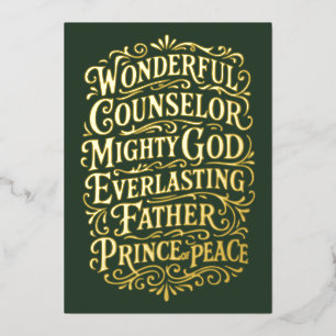 Elegantes Christliches Isaiah 9 Bibelverse Folien Feiertagskarte