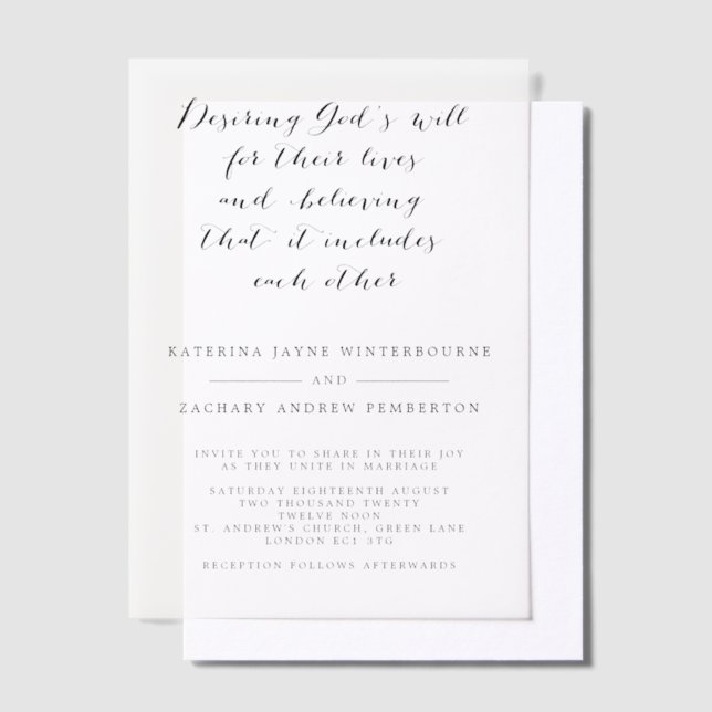 Elegantes Christliches Script Black & White Weddin (Versetzt)