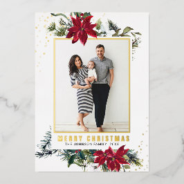 Elegantes Christmas Poinsettia Foto Gold Folien Feiertagskarte