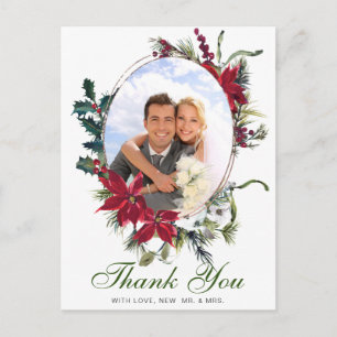 Elegantes Christmas Poinsettia Frame Foto Vielen D Postkarte