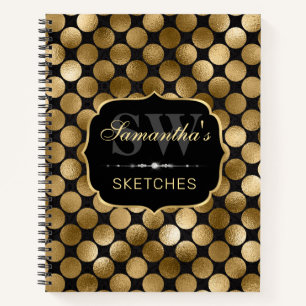 Elegantes Chunky Gold Circles Glitzer Sketchbook Notizbuch