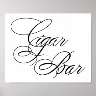 Elegantes Cigar Bar Black Script   Horizontale Tab Poster