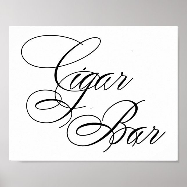 Elegantes Cigar Bar Black Script | Horizontale Tab Poster (Vorne)