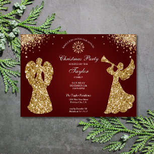 Elegantes Classic Angel Weihnachtsessen Party Einladung