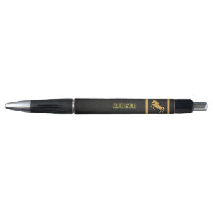 Elegantes Classic Chic Schwarzes Gold personalisie Kugelschreiber