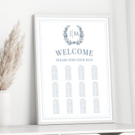 Elegantes Classic Dusty Blue Wedding Seating Chart Poster