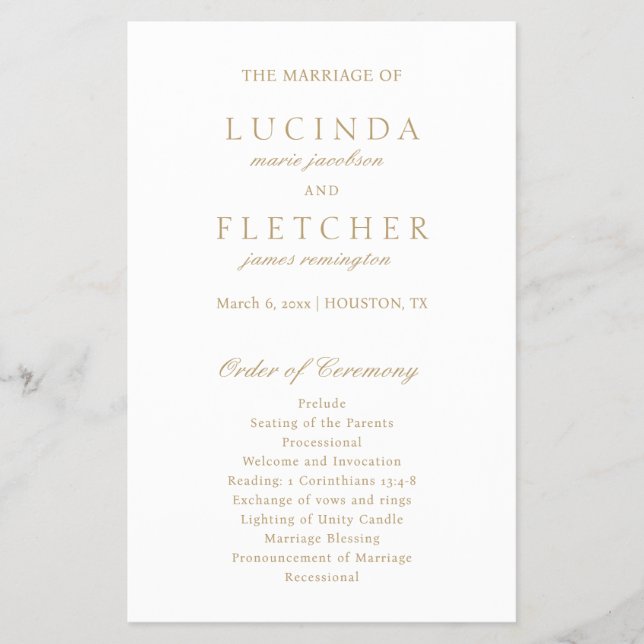 Elegantes Classic Gold-Programm für feierliche Hoc Flyer (Vorne)