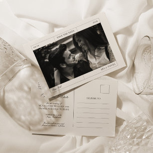 Elegantes Classic Gray Save the Date Wedding Foto Postkarte