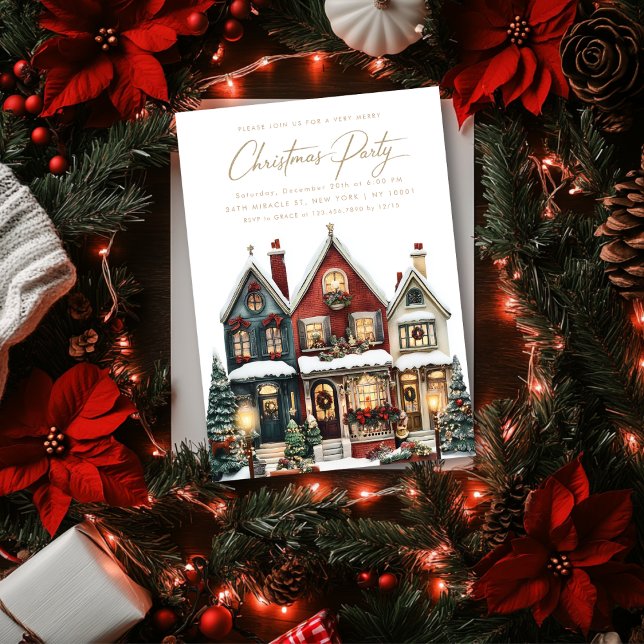 Elegantes Classic Houses Village Weihnachtsfest Pa Einladung (Von Creator hochgeladen)
