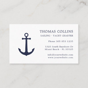 Elegantes Classic Navy Blue Nautical Anchor Logo Visitenkarte