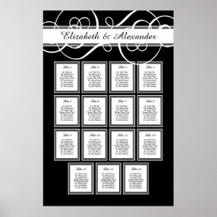 Elegantes Classic Wedding 15 Table Seating Chart Poster