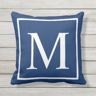 Elegantes Classy Blue Customize Monogramm Kissen