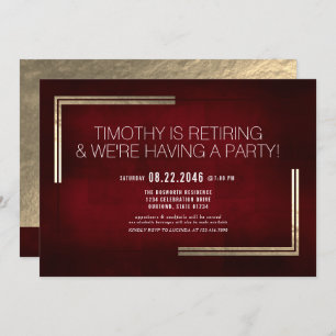 Elegantes Classy Red/Gold Retirement Party Einladung