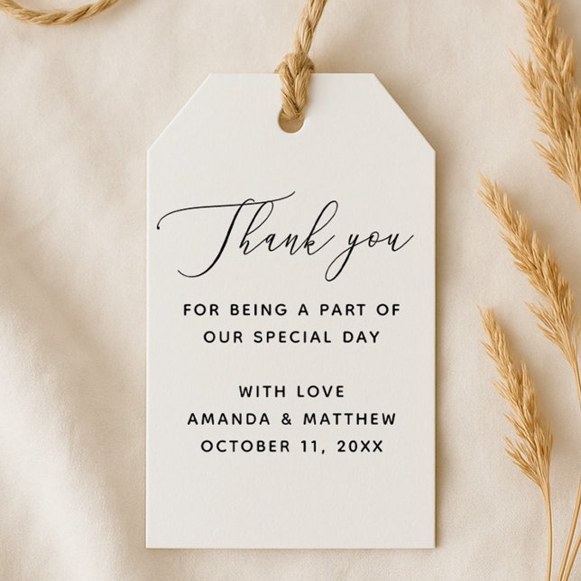 Elegantes Clean Script. Minimalistische Hochzeit Geschenkanhänger (Von Creator hochgeladen)